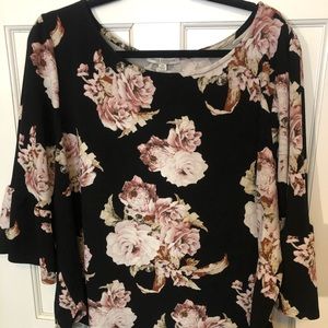 Floral Bell Sleeve Top